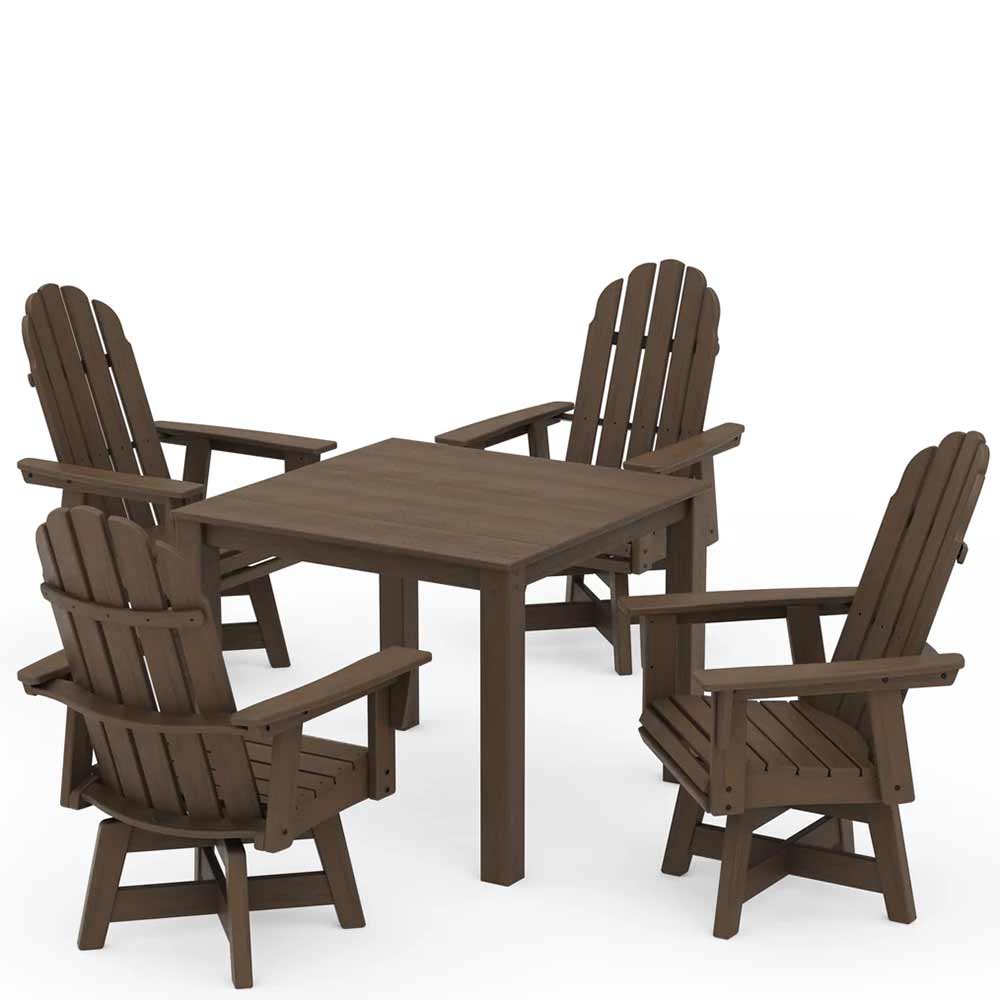 POLYWOOD® Vineyard Curveback Adirondack 5-Piece Parsons Swivel Dining Set - PWS2360-1 - Image 9