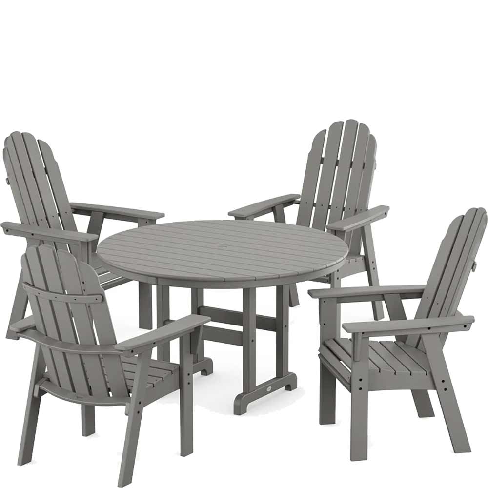 POLYWOOD® Vineyard Curveback Adirondack 5-Piece Round Farmhouse Dining Set - PWS1370-1 - Image 2