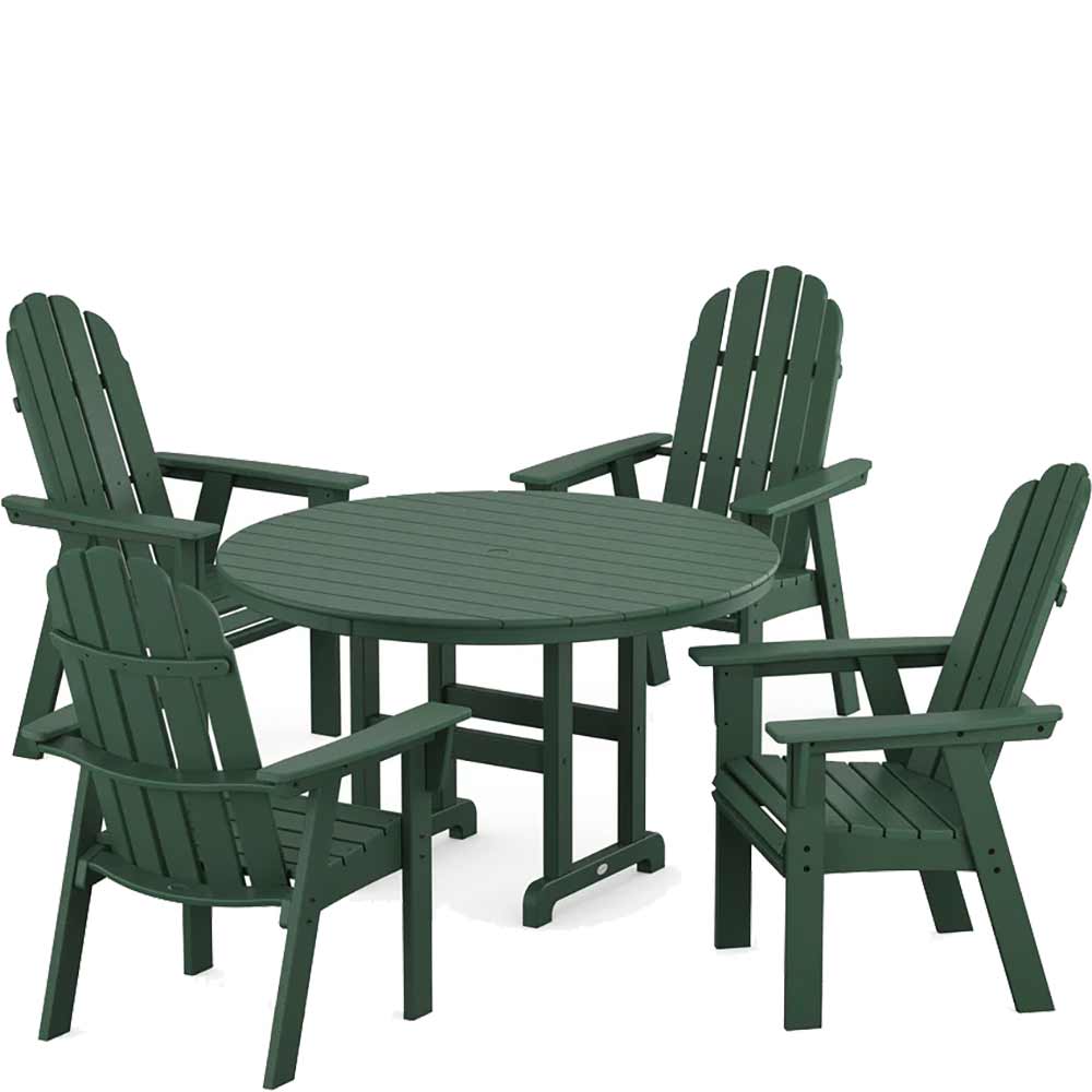 POLYWOOD® Vineyard Curveback Adirondack 5-Piece Round Farmhouse Dining Set - PWS1370-1 - Image 6