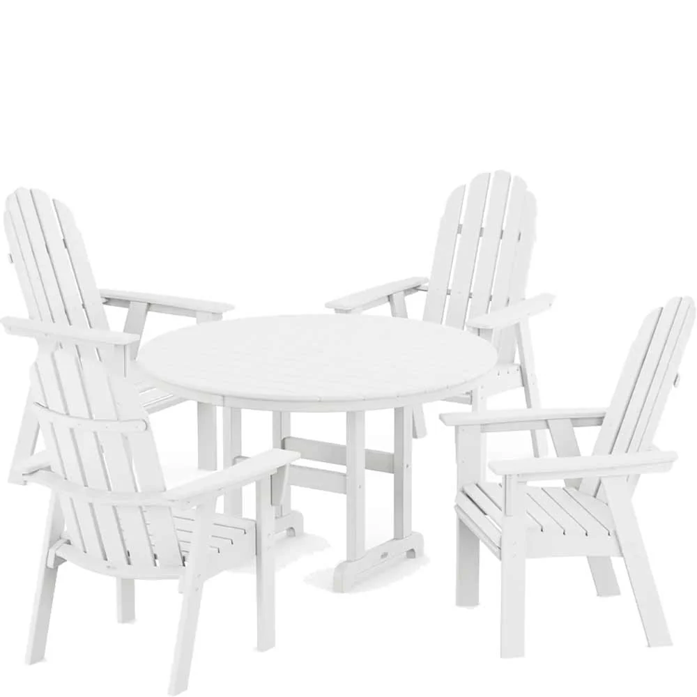 POLYWOOD® Vineyard Curveback Adirondack 5-Piece Round Farmhouse Dining Set - PWS1370-1 - Image 7