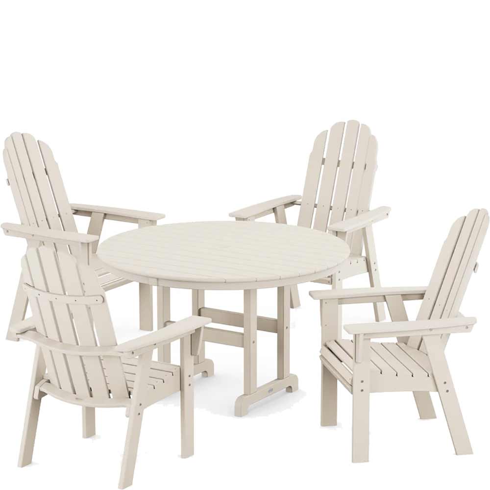 POLYWOOD® Vineyard Curveback Adirondack 5-Piece Round Farmhouse Dining Set - PWS1370-1 - Image 8