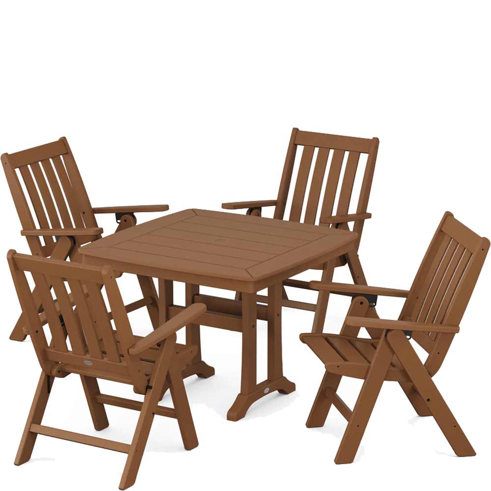 POLYWOOD® Vineyard Folding 5-Piece Dining Set with Trestle Legs - PWS992-1 - Image 4