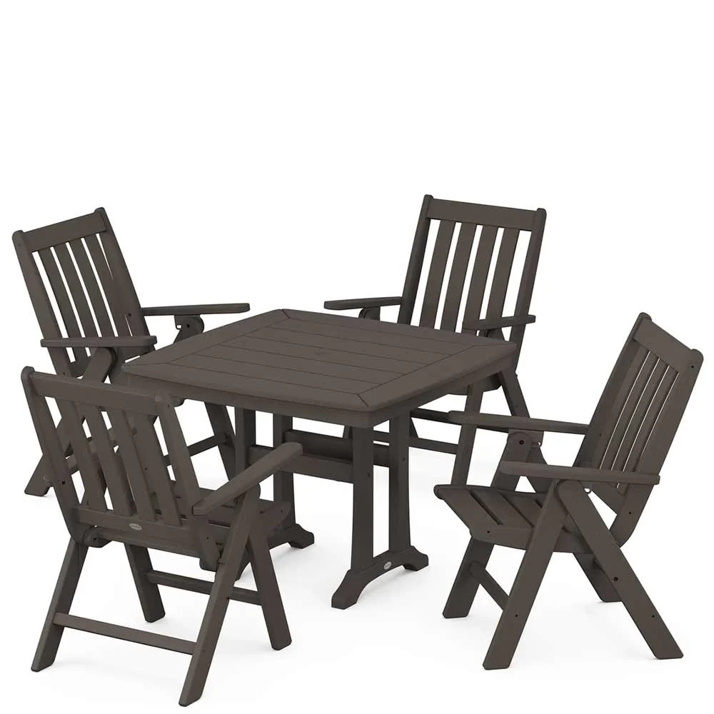 POLYWOOD® Vineyard Folding 5-Piece Dining Set with Trestle Legs - PWS992-1 - Image 9