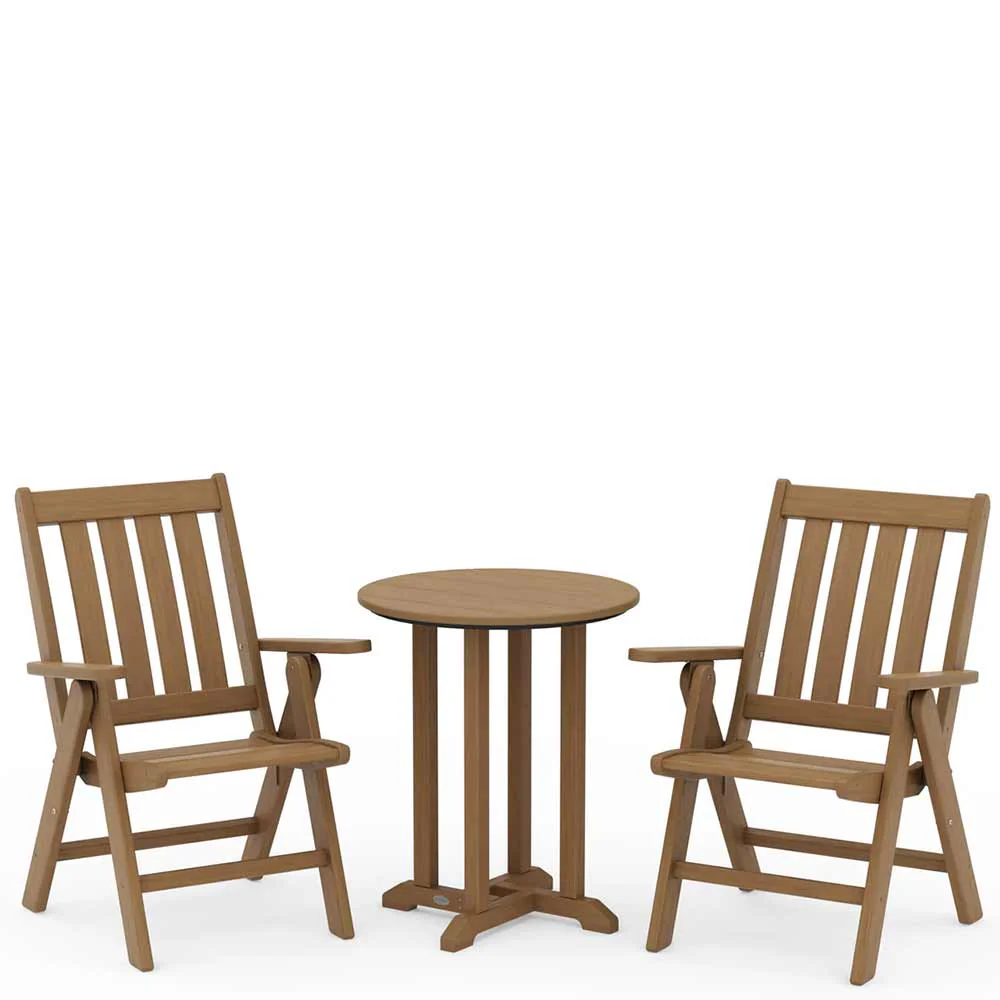 POLYWOOD® Vineyard Folding Chair 3-Piece Round Bistro Dining Set - PWS1319-1 - Image 10
