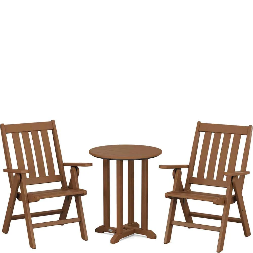 POLYWOOD® Vineyard Folding Chair 3-Piece Round Bistro Dining Set - PWS1319-1 - Image 4