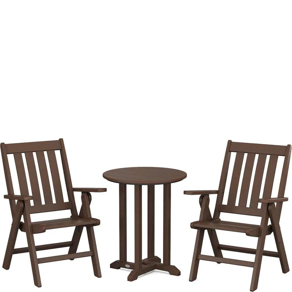 POLYWOOD® Vineyard Folding Chair 3-Piece Round Bistro Dining Set - PWS1319-1 - Image 5