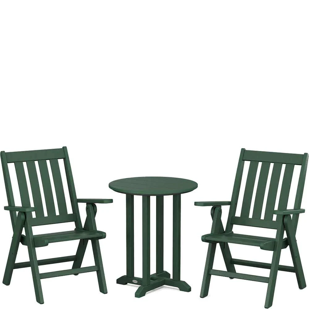 POLYWOOD® Vineyard Folding Chair 3-Piece Round Bistro Dining Set - PWS1319-1 - Image 6