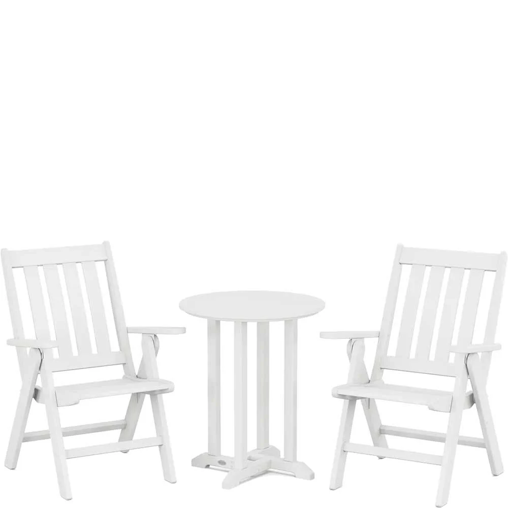 POLYWOOD® Vineyard Folding Chair 3-Piece Round Bistro Dining Set - PWS1319-1 - Image 7