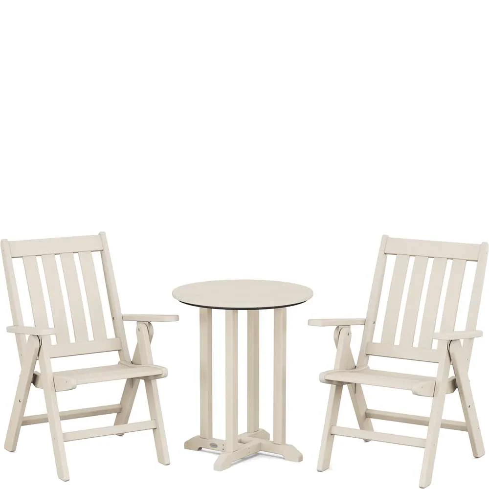 POLYWOOD® Vineyard Folding Chair 3-Piece Round Bistro Dining Set - PWS1319-1 - Image 8