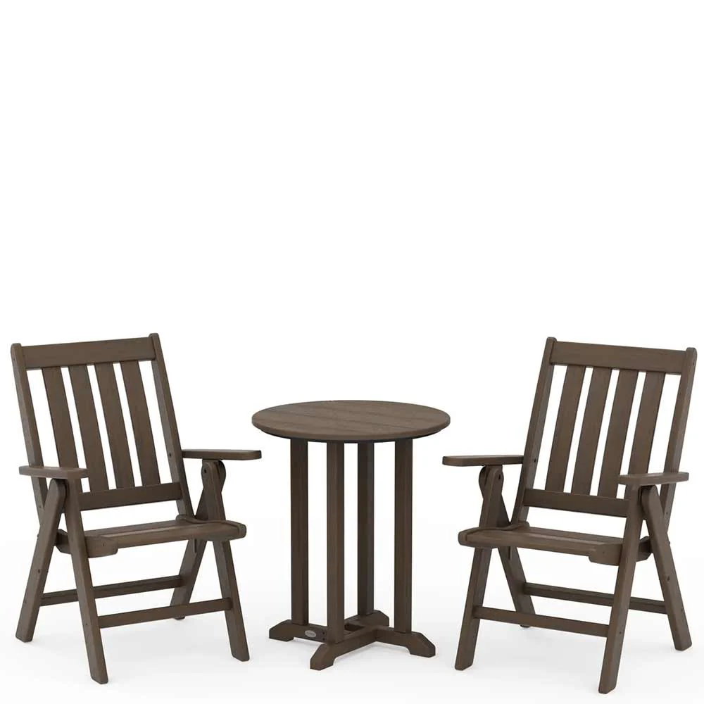 POLYWOOD® Vineyard Folding Chair 3-Piece Round Bistro Dining Set - PWS1319-1 - Image 9