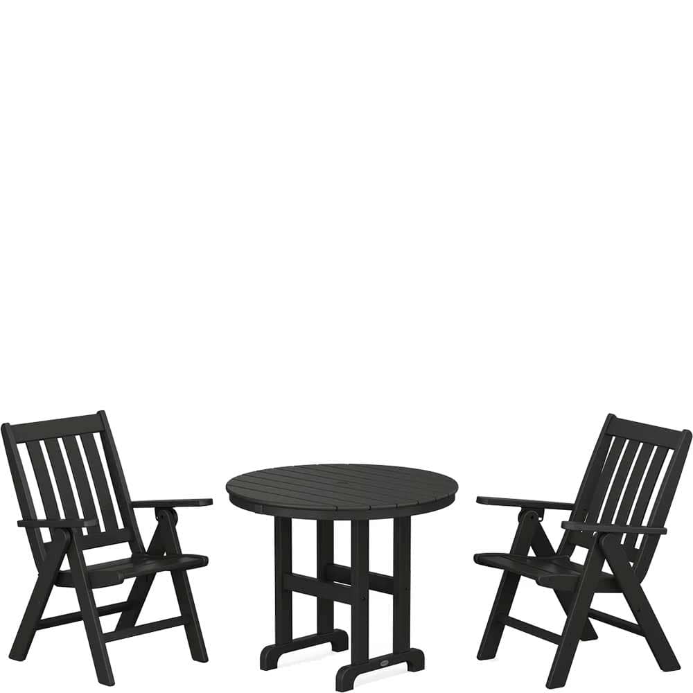 POLYWOOD® Vineyard Folding Chair 3-Piece Round Dining Set - PWS1353-1 - Image 3