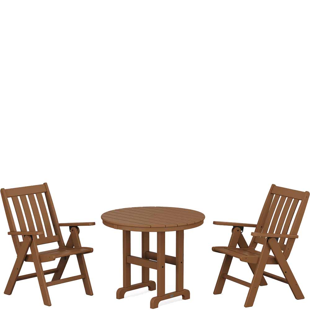 POLYWOOD® Vineyard Folding Chair 3-Piece Round Dining Set - PWS1353-1 - Image 4