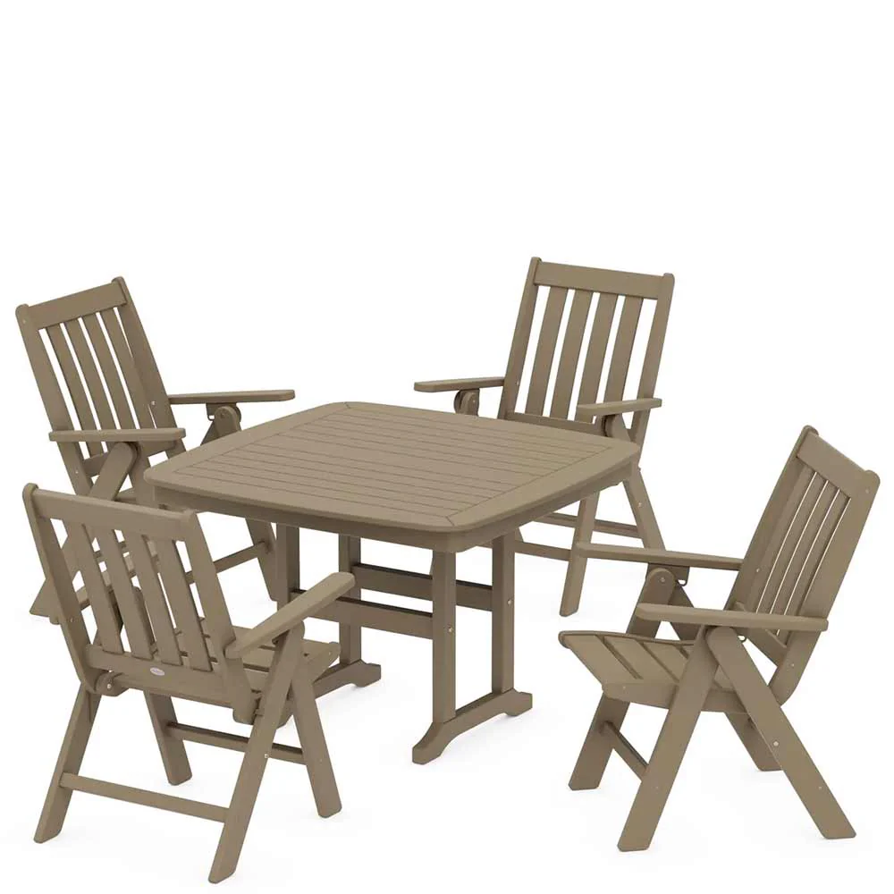 POLYWOOD® Vineyard Folding Chair 5-Piece Dining Set - PWS939-1 - Image 10