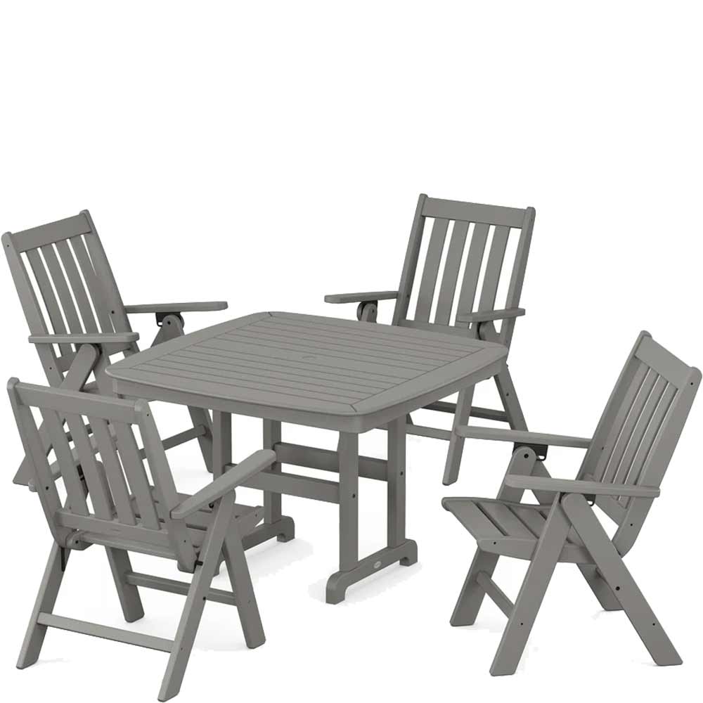 POLYWOOD® Vineyard Folding Chair 5-Piece Dining Set - PWS939-1 - Image 2