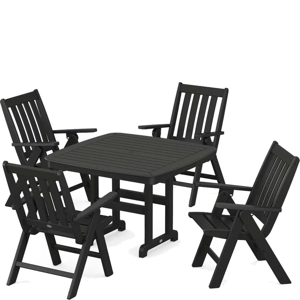 POLYWOOD® Vineyard Folding Chair 5-Piece Dining Set - PWS939-1 - Image 3