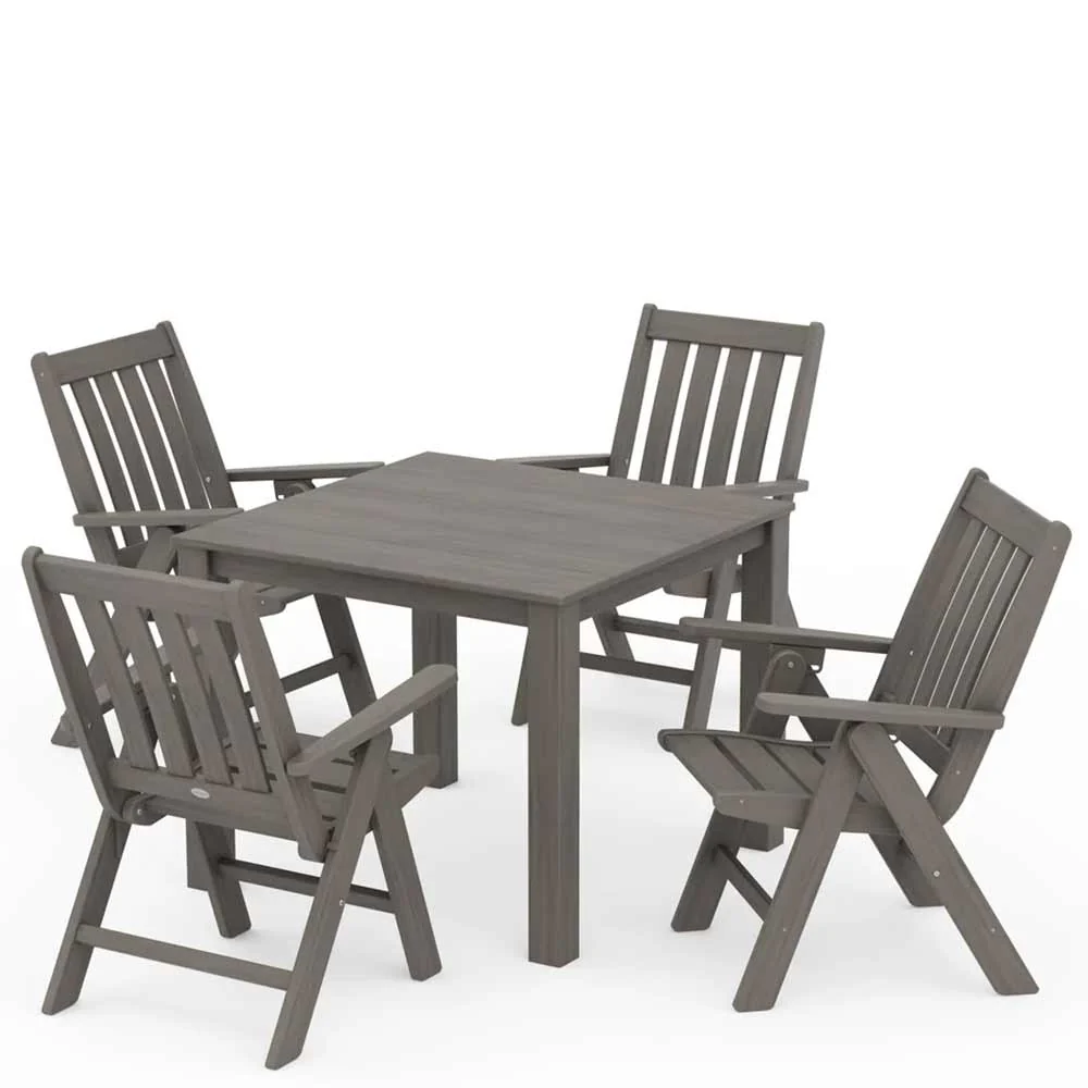 POLYWOOD® Vineyard Folding Chair 5-Piece Parsons Dining Set - PWS2369-1 - Image 10