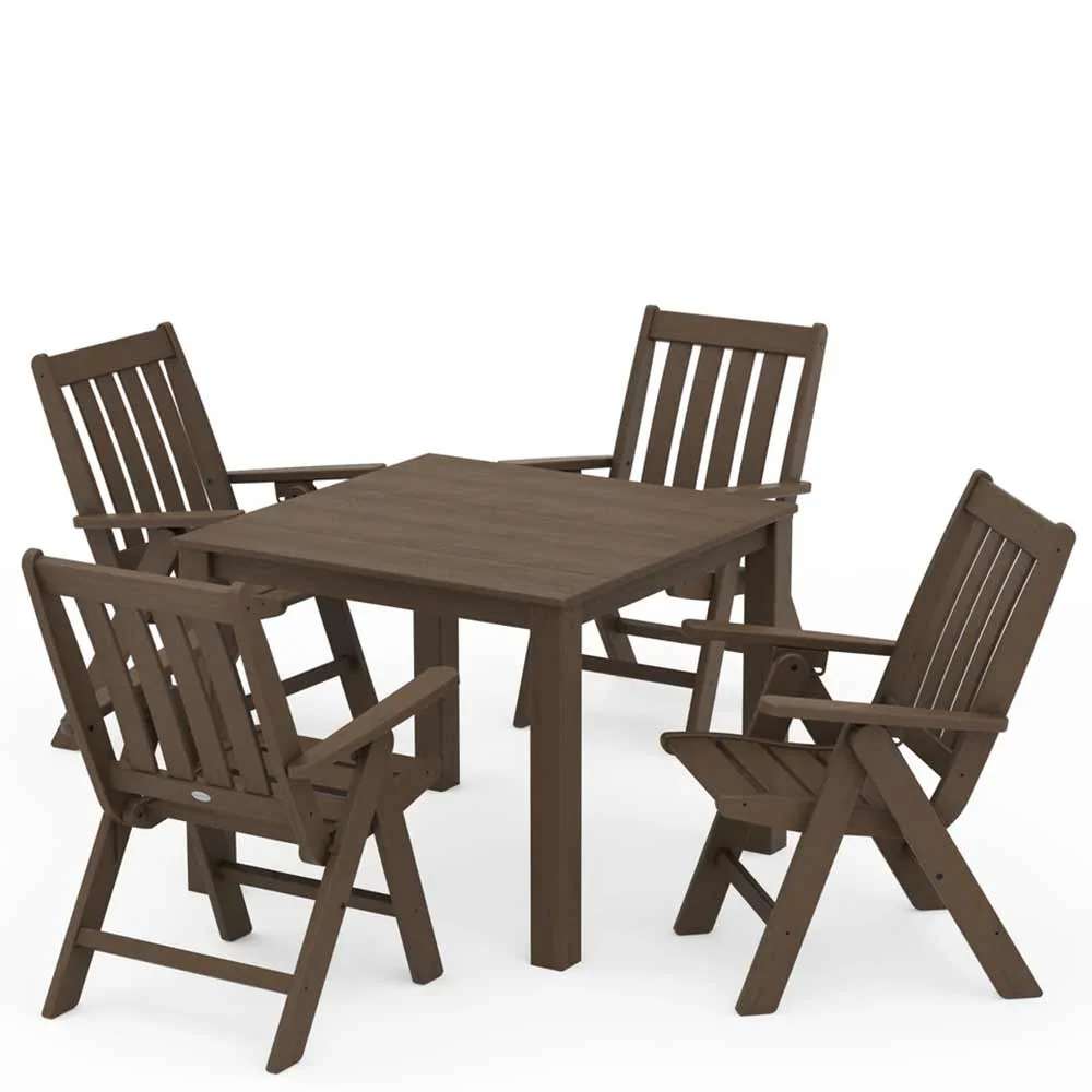 POLYWOOD® Vineyard Folding Chair 5-Piece Parsons Dining Set - PWS2369-1 - Image 11