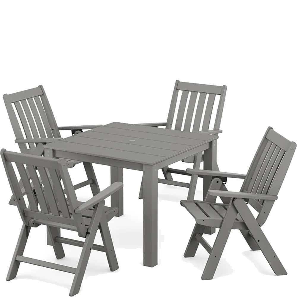 POLYWOOD® Vineyard Folding Chair 5-Piece Parsons Dining Set - PWS2369-1 - Image 2