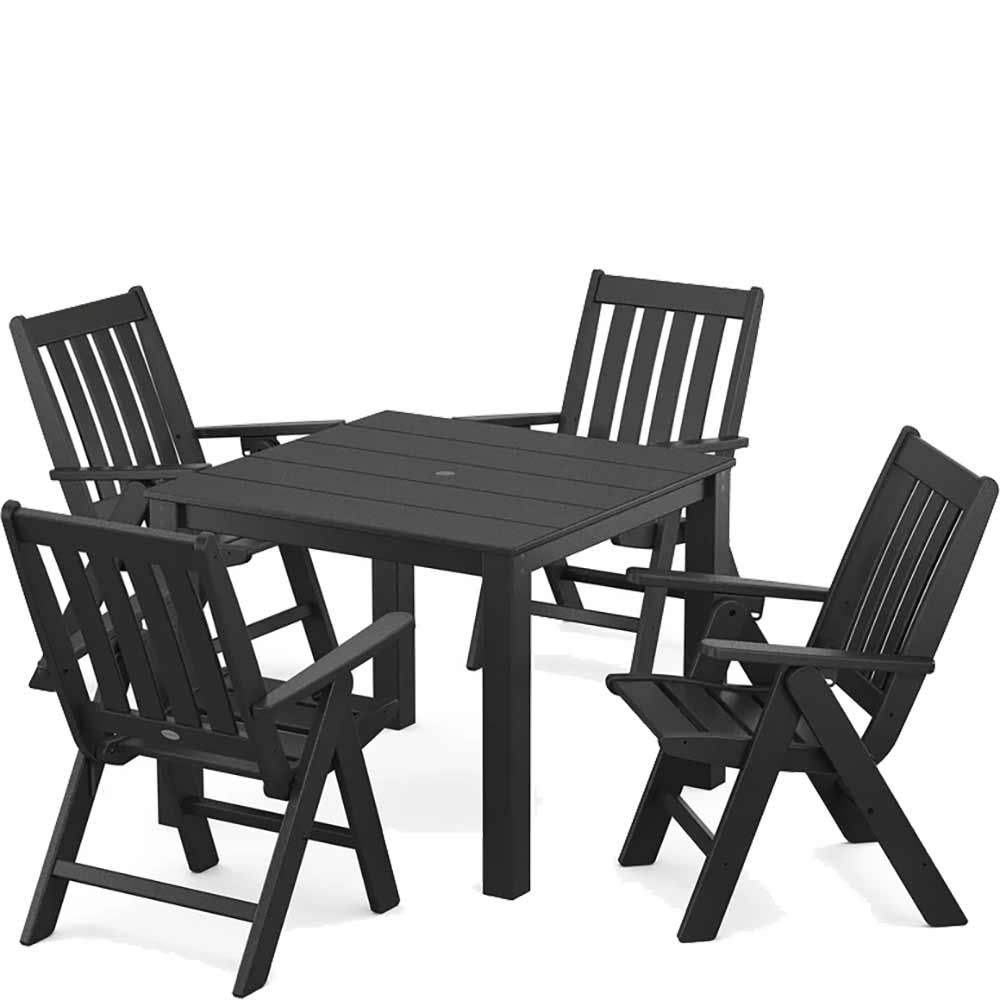 POLYWOOD® Vineyard Folding Chair 5-Piece Parsons Dining Set - PWS2369-1 - Image 3