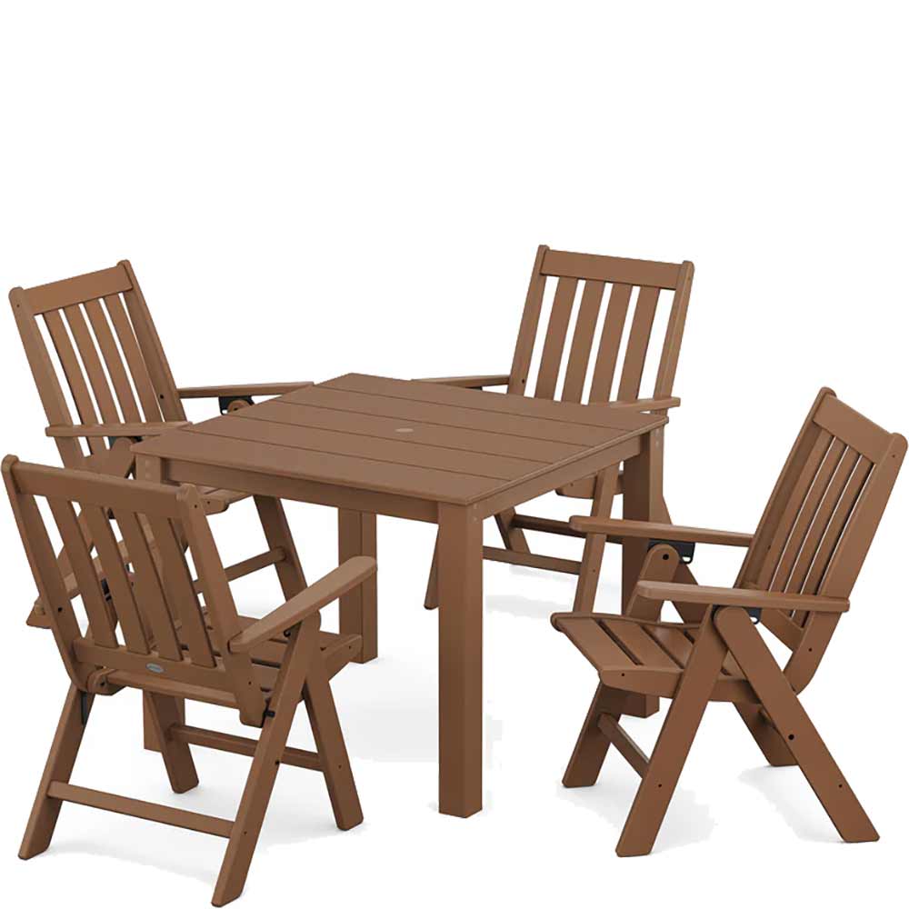 POLYWOOD® Vineyard Folding Chair 5-Piece Parsons Dining Set - PWS2369-1 - Image 4