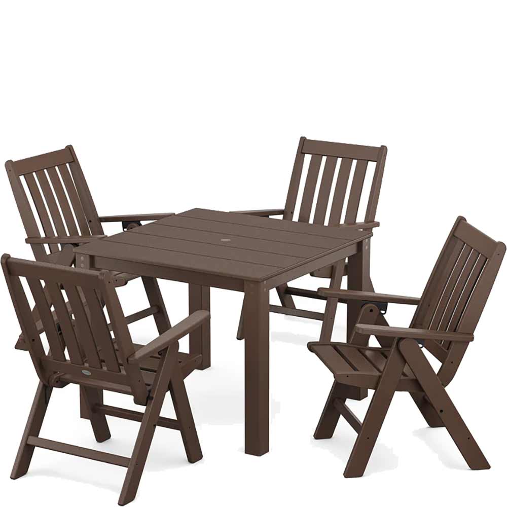 POLYWOOD® Vineyard Folding Chair 5-Piece Parsons Dining Set - PWS2369-1 - Image 5
