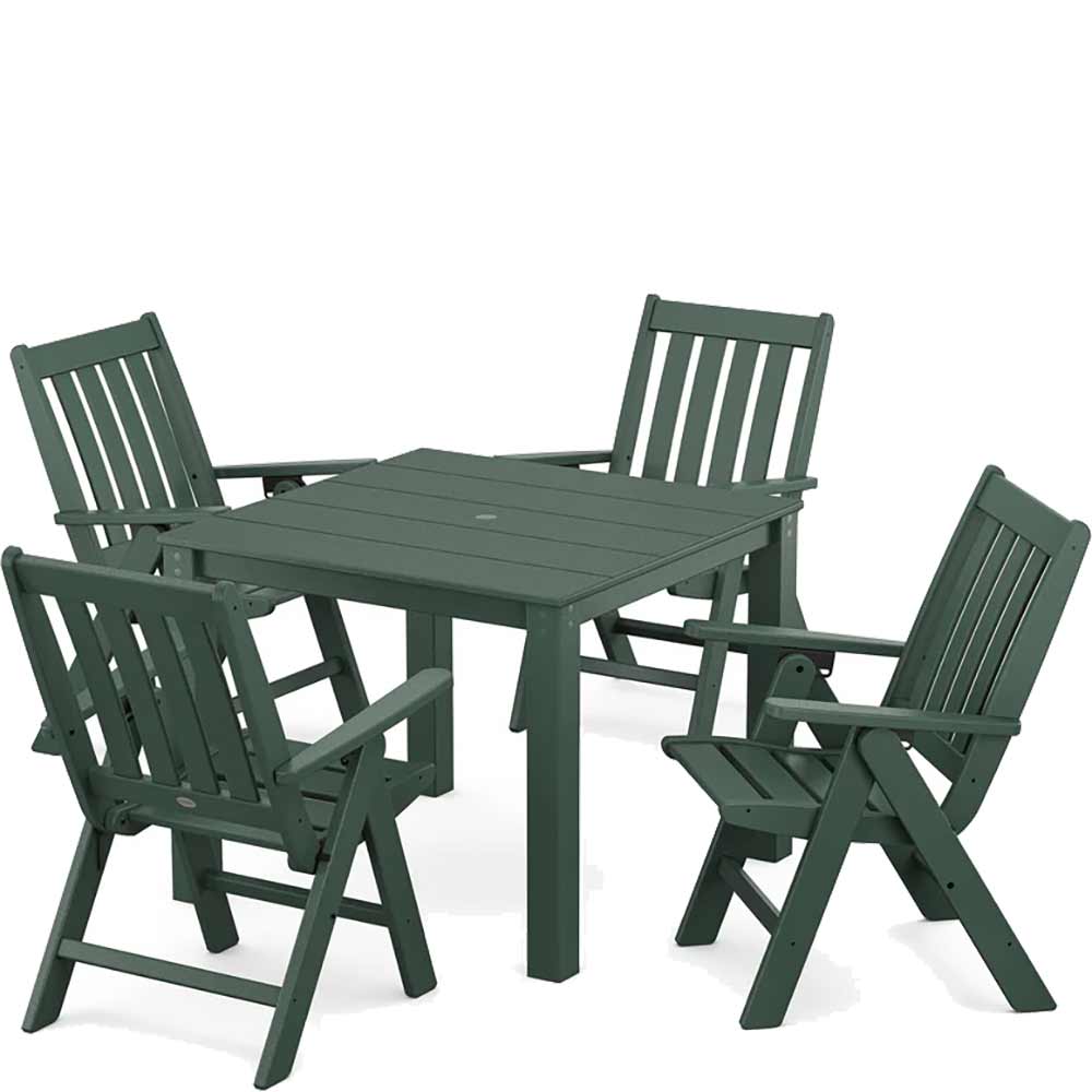POLYWOOD® Vineyard Folding Chair 5-Piece Parsons Dining Set - PWS2369-1 - Image 6