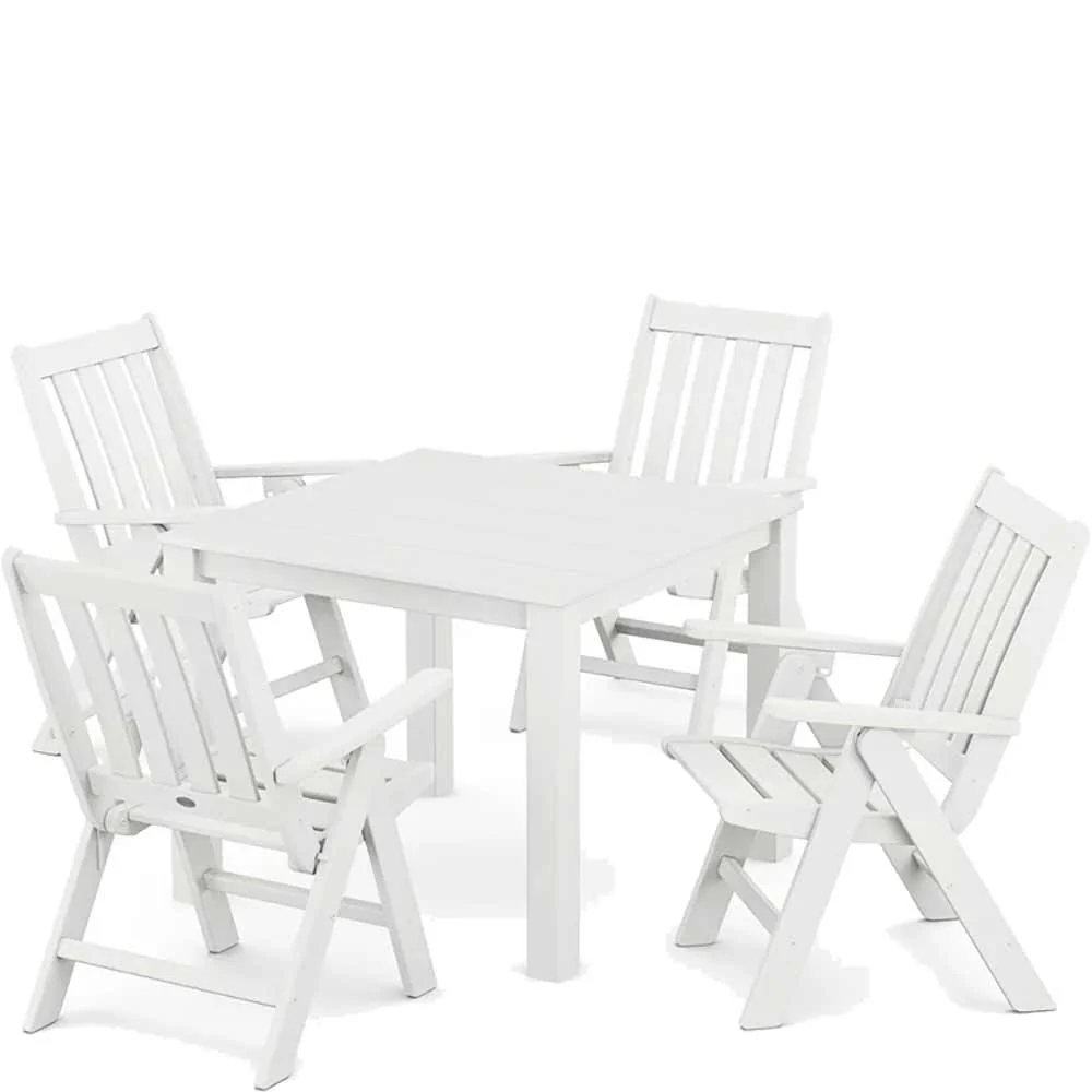 POLYWOOD® Vineyard Folding Chair 5-Piece Parsons Dining Set - PWS2369-1 - Image 7