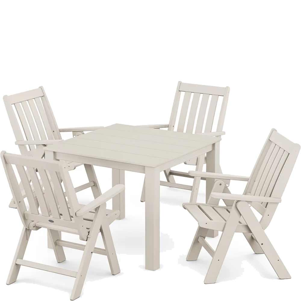 POLYWOOD® Vineyard Folding Chair 5-Piece Parsons Dining Set - PWS2369-1 - Image 8