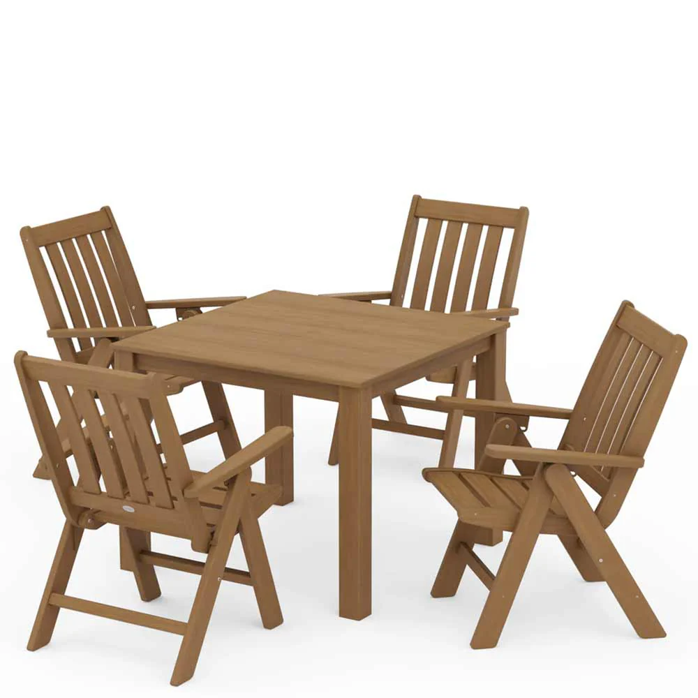 POLYWOOD® Vineyard Folding Chair 5-Piece Parsons Dining Set - PWS2369-1 - Image 9