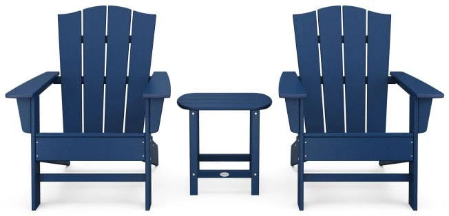 POLYWOOD® Wave 3-Piece Adirondack Chair Set with The Crest Chairs - PWS588-1 - Image 14