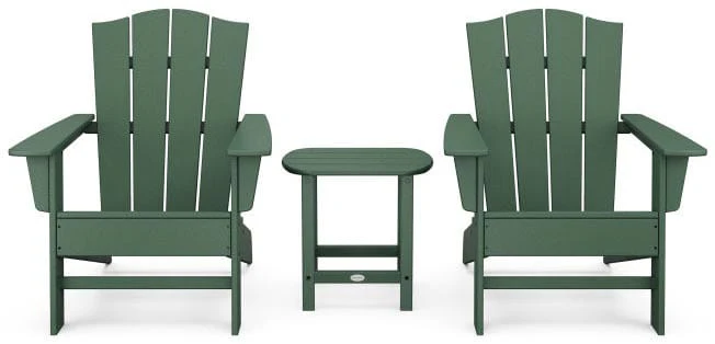 POLYWOOD® Wave 3-Piece Adirondack Chair Set with The Crest Chairs - PWS588-1 - Image 4