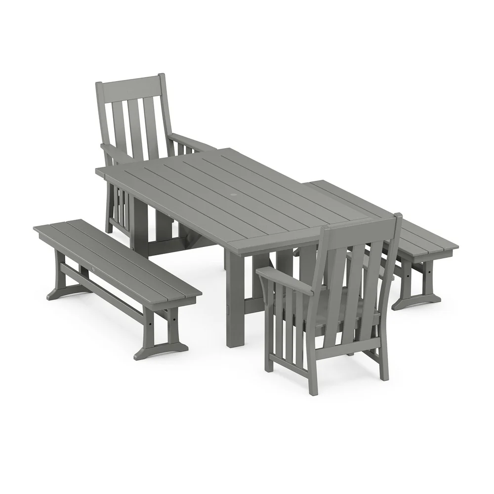 POLYWOOD® Acadia 5-Piece Dining Set with Benches - PWS2550-1 - Image 2