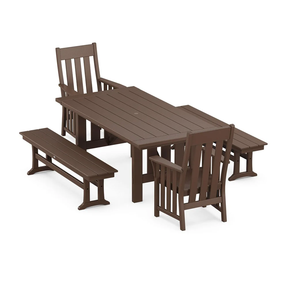 POLYWOOD® Acadia 5-Piece Dining Set with Benches - PWS2550-1 - Image 6