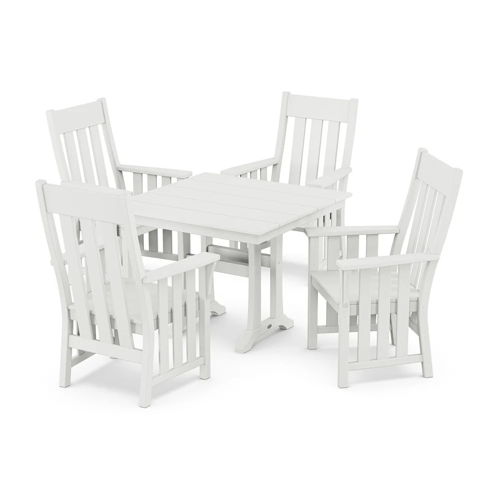 POLYWOOD® Acadia 5-Piece Farmhouse Dining Set with Trestle Legs - PWS2559-1 - Image 4