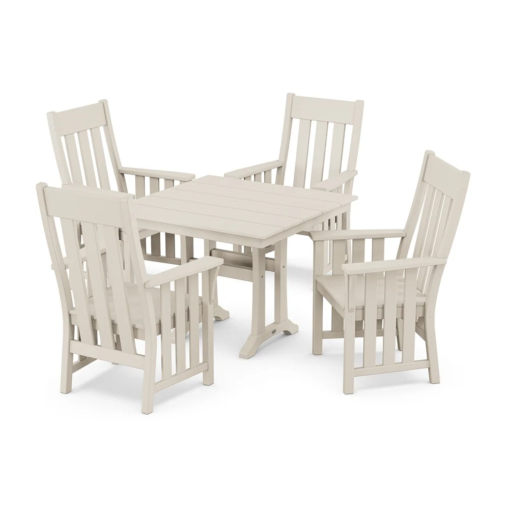 POLYWOOD® Acadia 5-Piece Farmhouse Dining Set with Trestle Legs - PWS2559-1 - Image 7