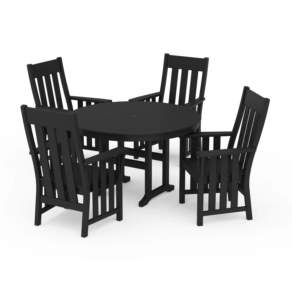 POLYWOOD® Acadia 5-Piece Round Farmhouse Dining Set - PWS2560-1 - Image 3