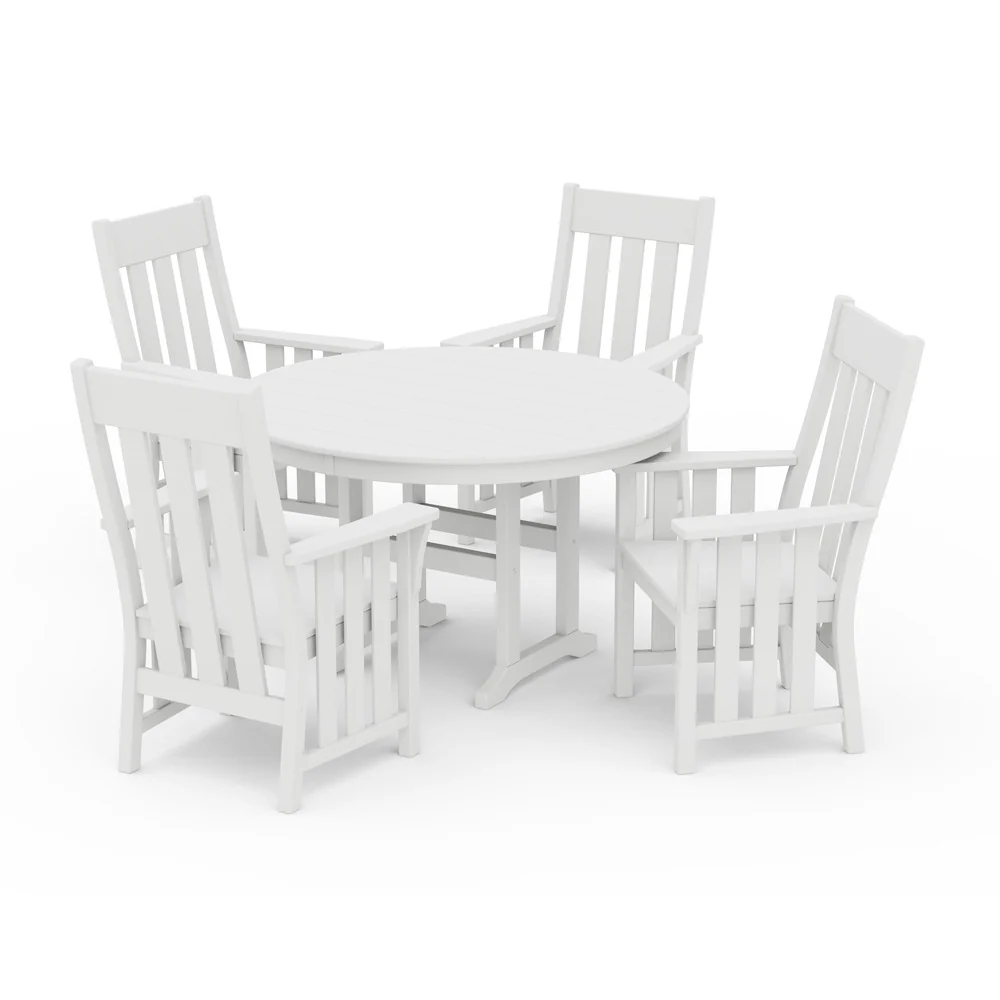 POLYWOOD® Acadia 5-Piece Round Farmhouse Dining Set - PWS2560-1 - Image 4