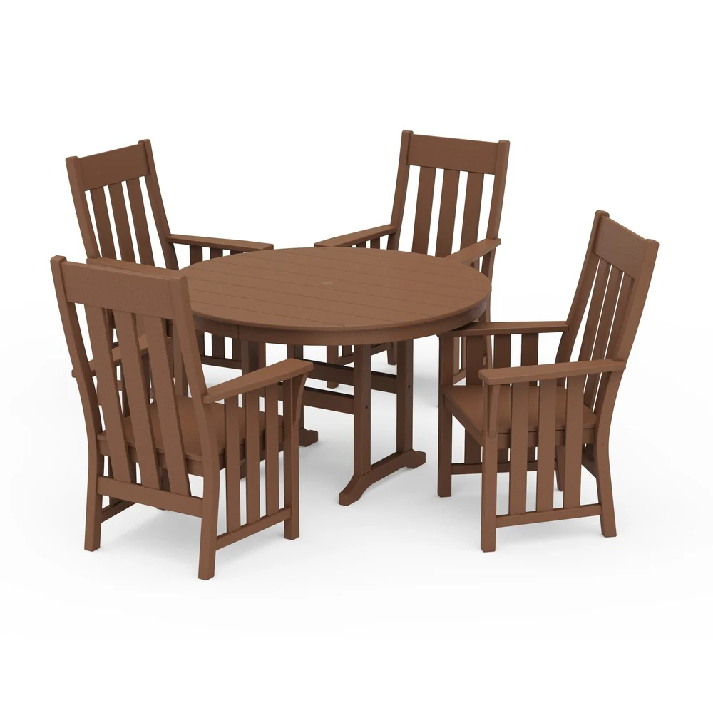 POLYWOOD® Acadia 5-Piece Round Farmhouse Dining Set - PWS2560-1 - Image 5