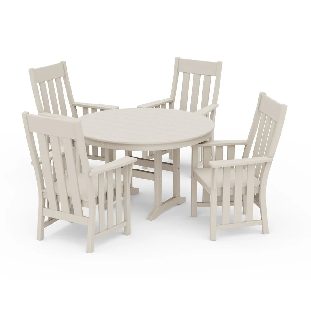 POLYWOOD® Acadia 5-Piece Round Farmhouse Dining Set - PWS2560-1 - Image 7