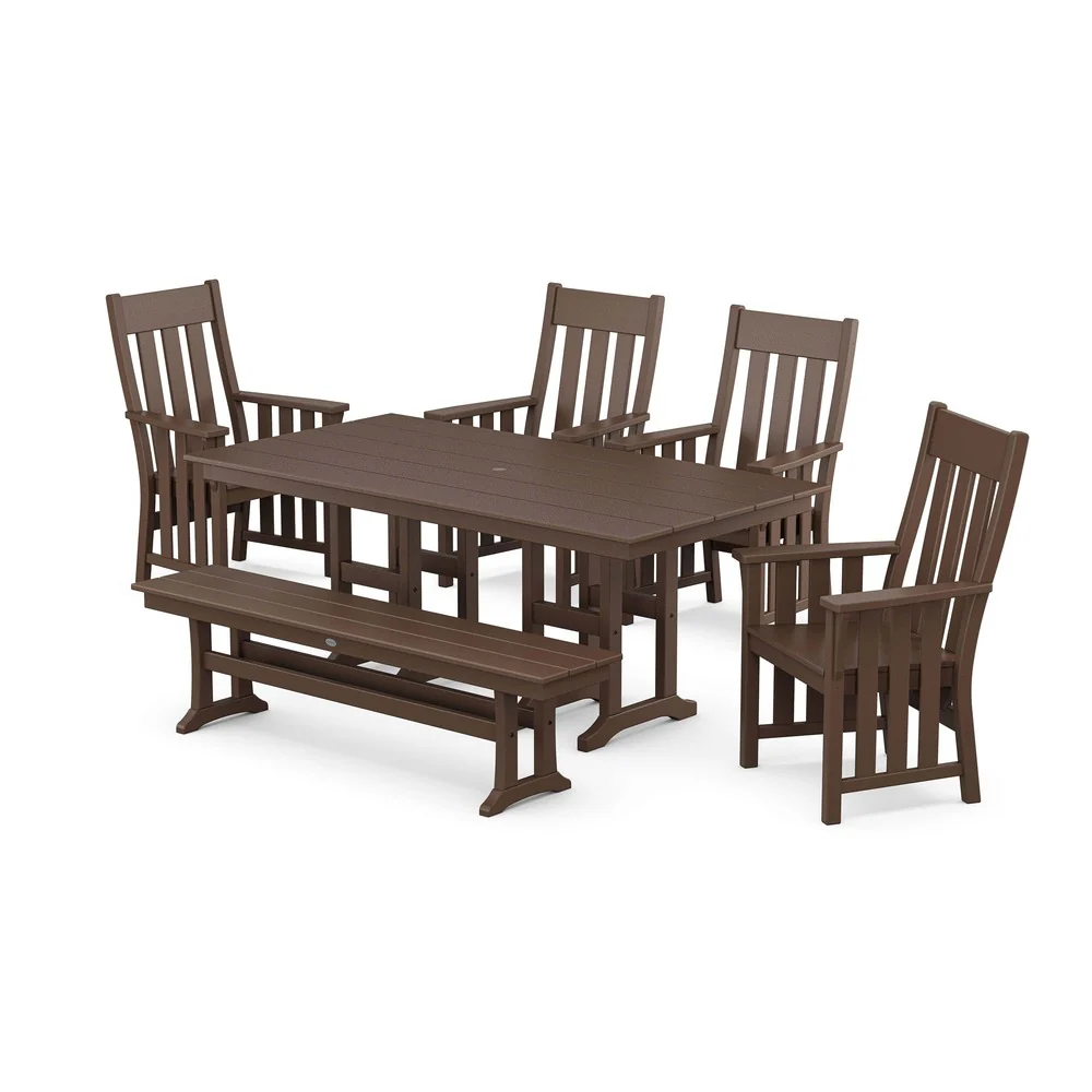 POLYWOOD® Acadia 6-Piece Farmhouse Dining Set with Bench - PWS2556-1 - Image 6