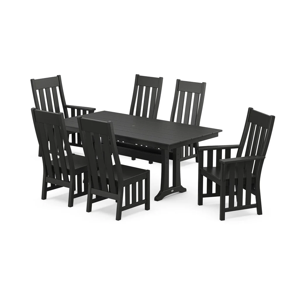 POLYWOOD® Acadia 7-Piece Farmhouse Dining Set with Trestle Legs - PWS2553-1 - Image 3