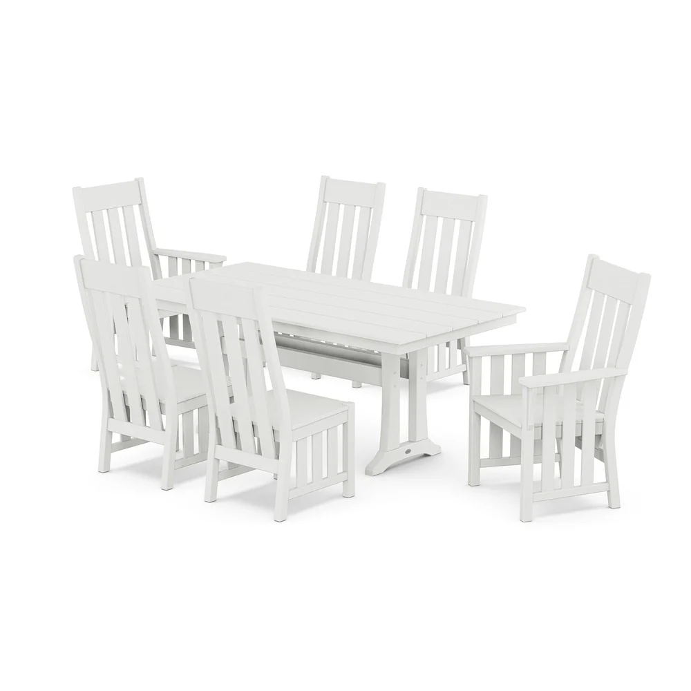 POLYWOOD® Acadia 7-Piece Farmhouse Dining Set with Trestle Legs - PWS2553-1 - Image 4
