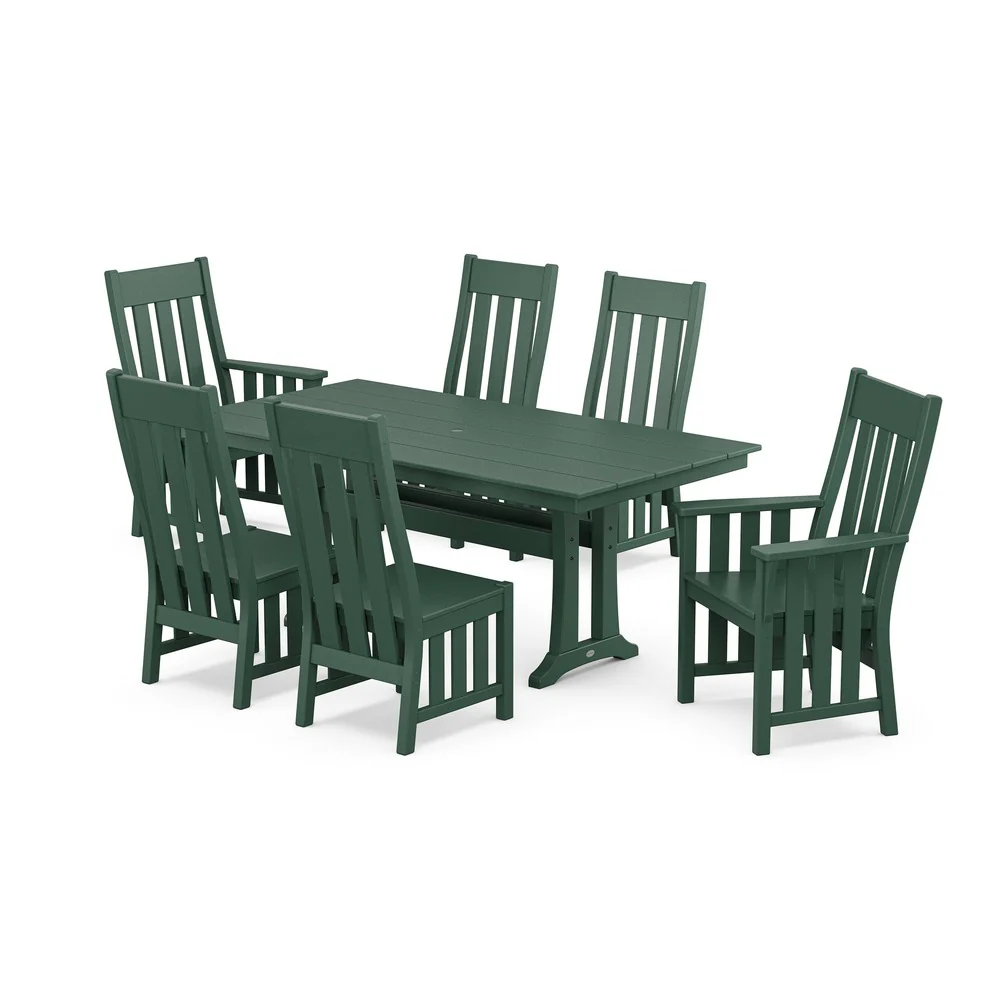 POLYWOOD® Acadia 7-Piece Farmhouse Dining Set with Trestle Legs - PWS2553-1 - Image 8