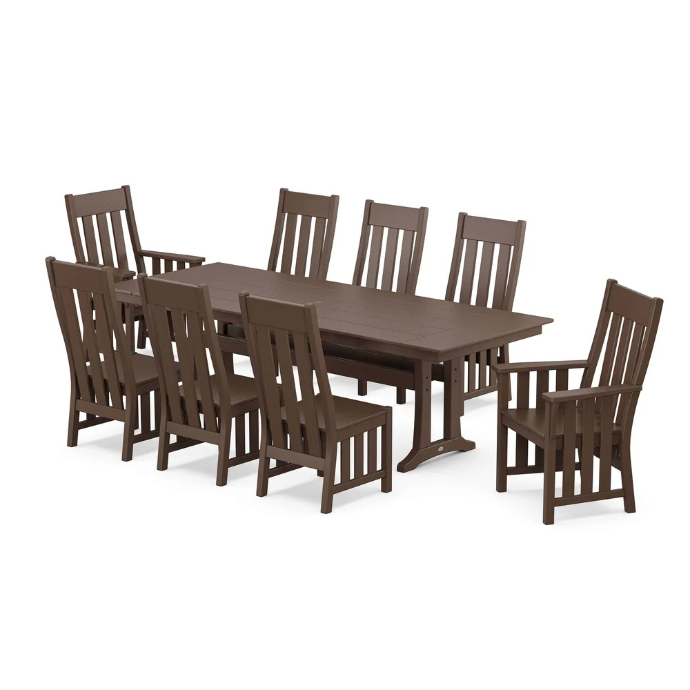 POLYWOOD® Acadia 9-Piece Farmhouse Dining Set with Trestle Legs - PWS2551-1 - Image 6