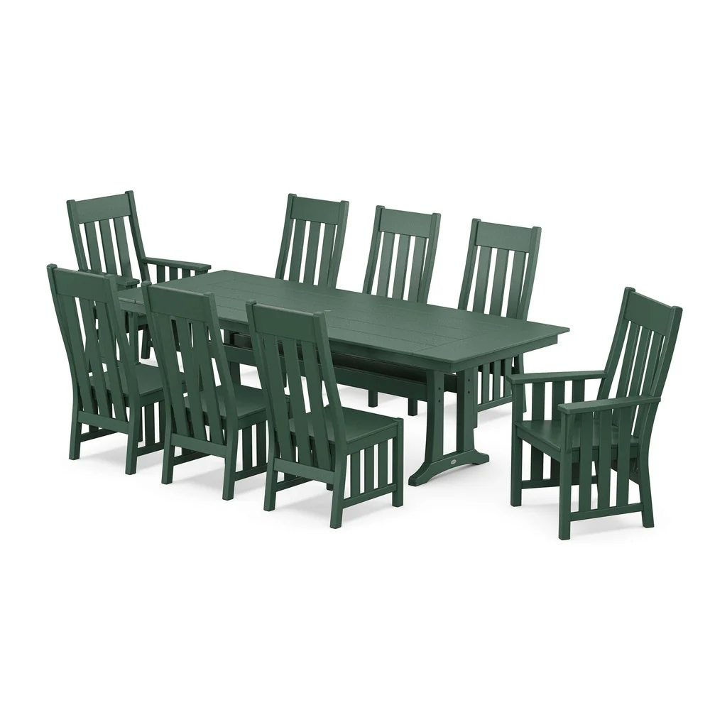 POLYWOOD® Acadia 9-Piece Farmhouse Dining Set with Trestle Legs - PWS2551-1 - Image 8