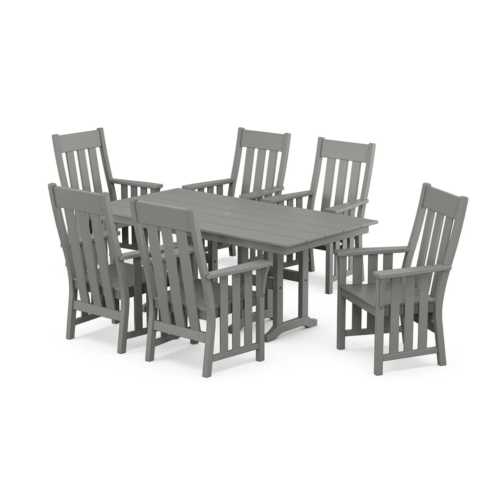 POLYWOOD® Acadia Arm Chair 7-Piece Farmhouse Dining Set - PWS2554-1 - Image 2