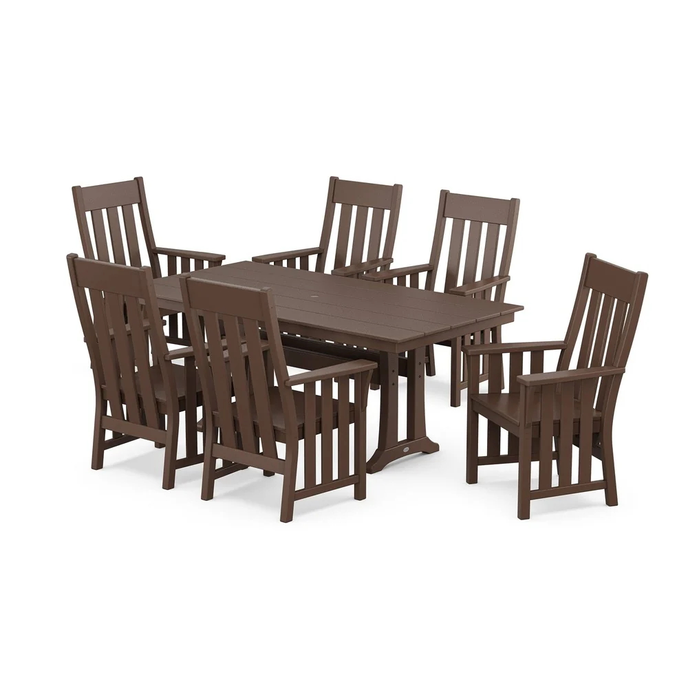 POLYWOOD® Acadia Arm Chair 7-Piece Farmhouse Dining Set with Trestle Legs - PWS2555-1 - Image 6
