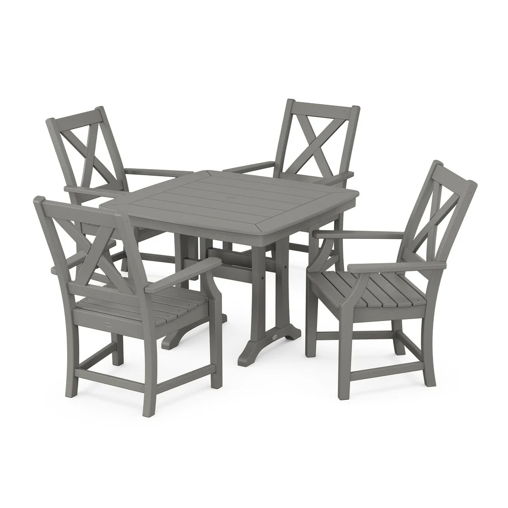 POLYWOOD® Braxton 5-Piece Dining Set with Trestle Legs PWS960-1 - Image 2