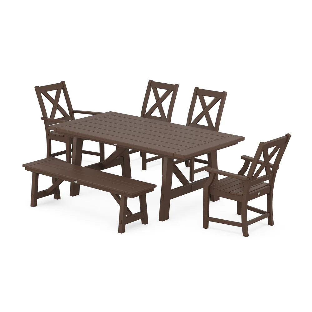 POLYWOOD® Braxton 6-Piece Rustic Farmhouse Dining Set With Trestle Legs PWS1071-1 - Image 6