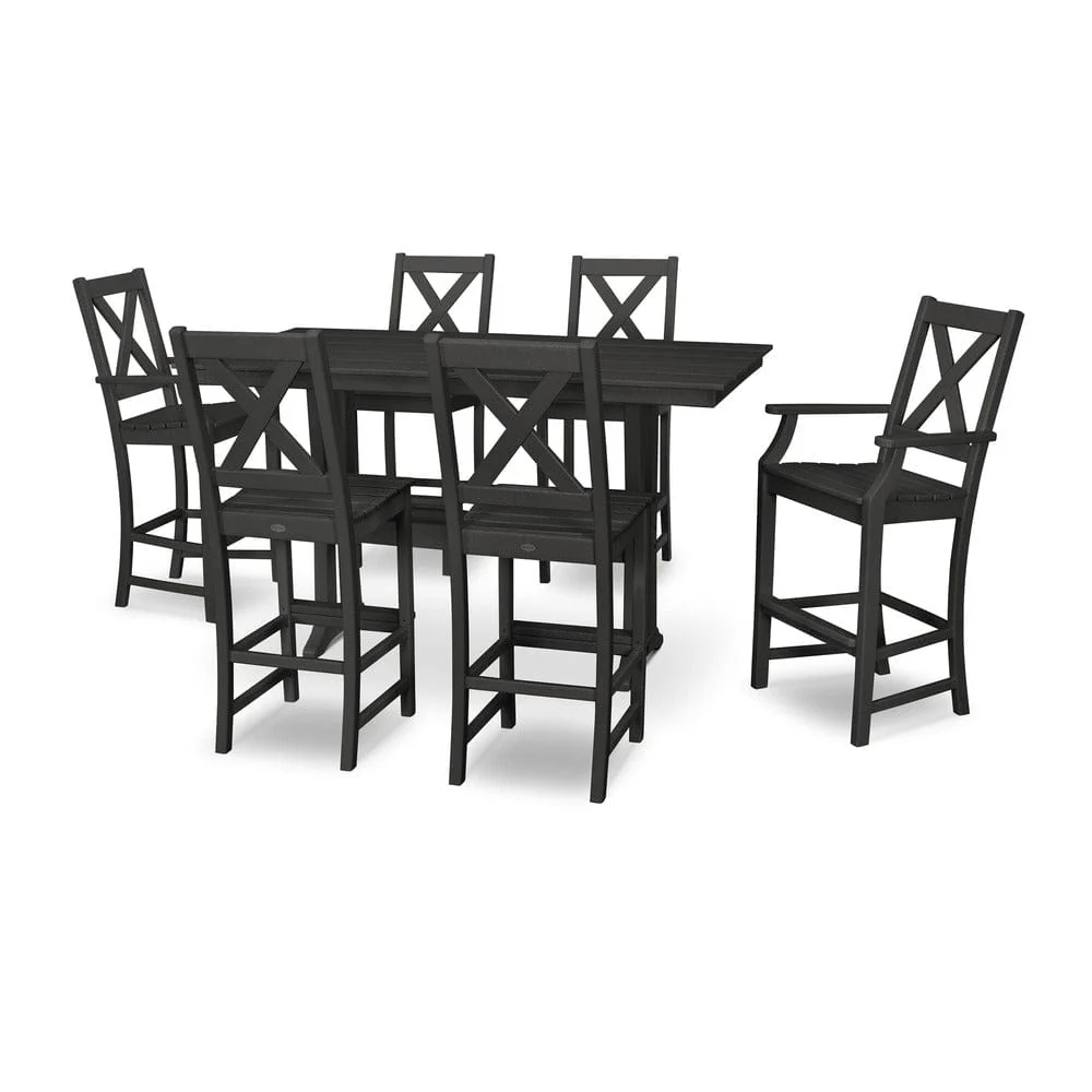 POLYWOOD® Braxton 7-Piece Farmhouse Trestle Bar Set PWS512-1 - Image 3